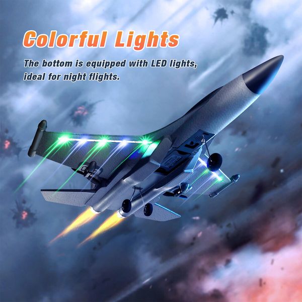 3CH RC Airplane,RC Plane with Night Light,2.4GHz F-22 Remote Control Airplane with 6-axis Gyro Stabilizer Easy to Fly Fighter Aircraft