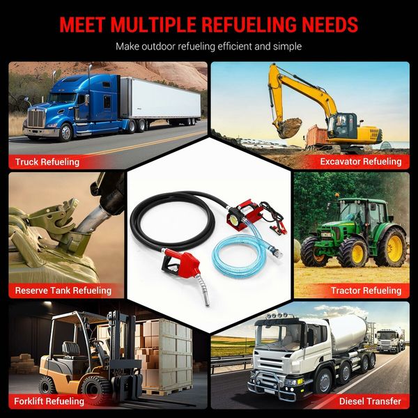 Fuel Transfer Pump Electric Diesel Kerosene 12V DC 10GPM Nozzle Hoses Portable Truck Excavator Reserve Tank Refuel