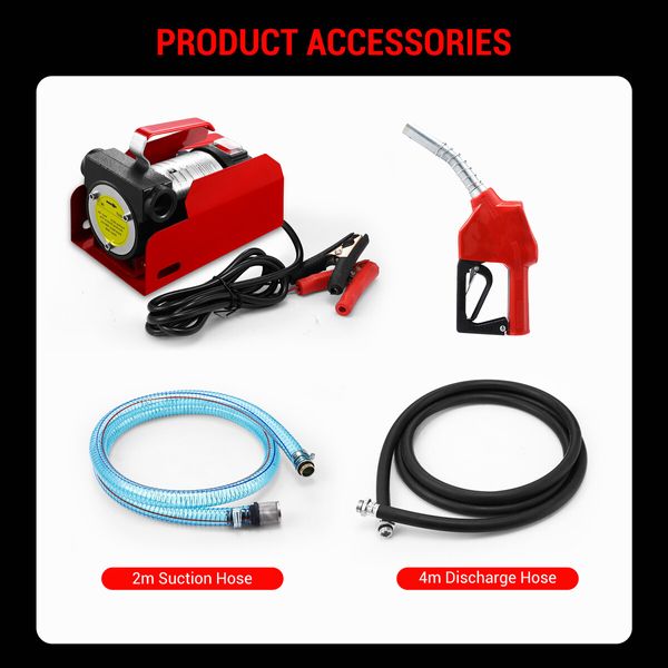 Fuel Transfer Pump Electric Diesel Kerosene 12V DC 10GPM Nozzle Hoses Portable Truck Excavator Reserve Tank Refuel