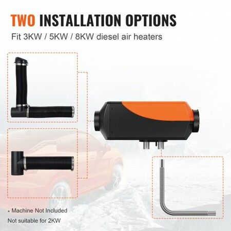 Diesel Heater Pipe Ducting Set, 3" Extendable Air Duct Hose, 1" Stainless Steel Exhaust Pipe, 2 Air Vents, Tee Air Outlet Connector and Hose Clamps, for 2KW/5KW/8KW Diesel Parking Heaters