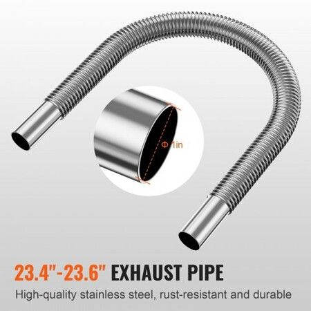 Diesel Heater Pipe Ducting Set, 3" Extendable Air Duct Hose, 1" Stainless Steel Exhaust Pipe, 2 Air Vents, Tee Air Outlet Connector and Hose Clamps, for 2KW/5KW/8KW Diesel Parking Heaters