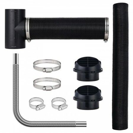 Diesel Heater Pipe Ducting Set, 3" Extendable Air Duct Hose, 1" Stainless Steel Exhaust Pipe, 2 Air Vents, Tee Air Outlet Connector and Hose Clamps, for 2KW/5KW/8KW Diesel Parking Heaters