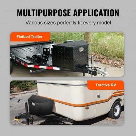 Trailer Tongue Box, Aluminum Alloy Diamond Plate Tongue Box Tool Chest, Heavy Duty Trailer Box Storage with Lock and Keys, Utility Trailer Tongue Box for Pickup Truck, RV, Trailer,33"x19"x18"