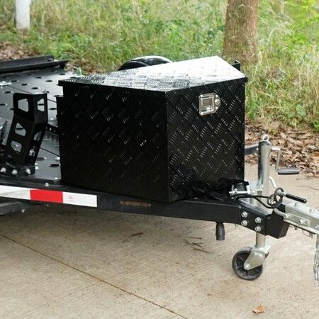 Trailer Tongue Box, Aluminum Alloy Diamond Plate Tongue Box Tool Chest, Heavy Duty Trailer Box Storage with Lock and Keys, Utility Trailer Tongue Box for Pickup Truck, RV, Trailer,33"x19"x18"