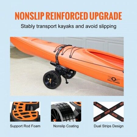 Adjustable Kayak Cart Canoe Boat Carrier 320lbs Load with 10'' Solid Tires