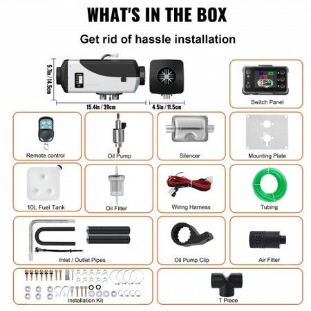 5KW Diesel Air Heater 10L Tank Diesel Heater 12V Diesel Parking Heater Muffler with LCD Thermostat and Remote Control for RV Bus Trailer Motor-home and Boats