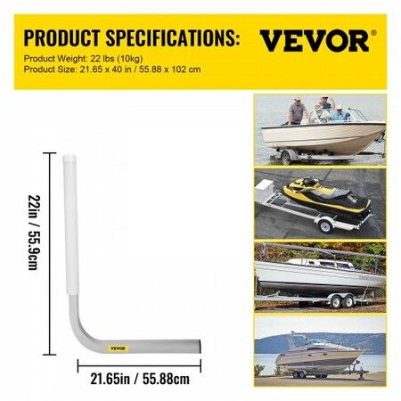 Boat Trailer Guide-on, 22", 2PCS Steel Trailer Post Guide ons, with White PVC Tube Covers, Complete Mounting Accessories Included, for Ski Boat, Fishing Boat or Sailboat Trailer