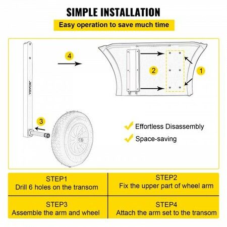 Boat Launching Wheels, 15" Boat Transom Launching Wheel, 300 LBS Loading Capacity Inflatable Boat Launch Wheels, Aluminum Alloy Transom Launching Dolly Wheels with 4 PCS of Quick Release Pins