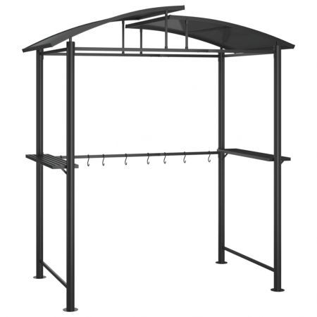 BBQ Gazebo with Side Shelves Anthracite 210x114x230 cm Steel