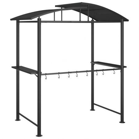 BBQ Gazebo with Side Shelves Anthracite 210x114x230 cm Steel