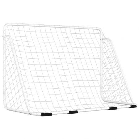 Football Goal with Net White 180x90x120 cm Steel