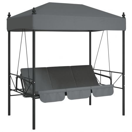 Garden Swing Bench with Canopy Dark Grey Steel