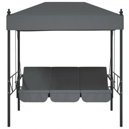 Garden Swing Bench with Canopy Dark Grey Steel