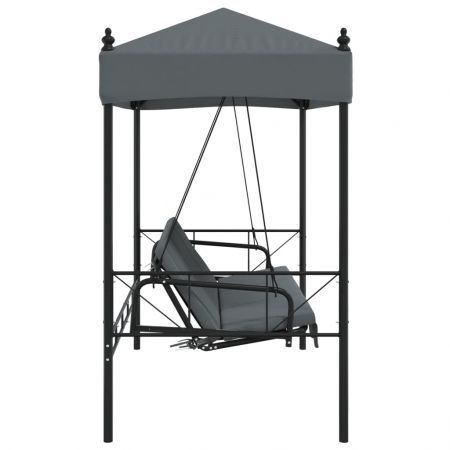 Garden Swing Bench with Canopy Dark Grey Steel