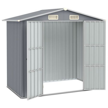 Garden Shed Grey 205x129x183 cm Galvanised Steel