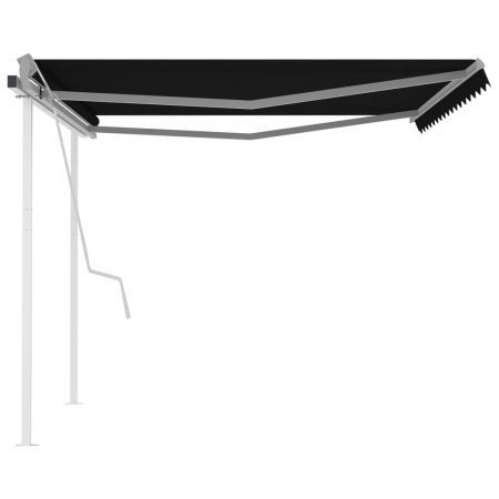 Manual Retractable Awning with Posts 4.5x3 m Anthracite