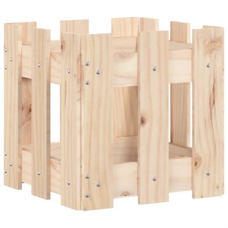 Garden Planter with Fence Design 30x30x30 cm Solid Wood Pine