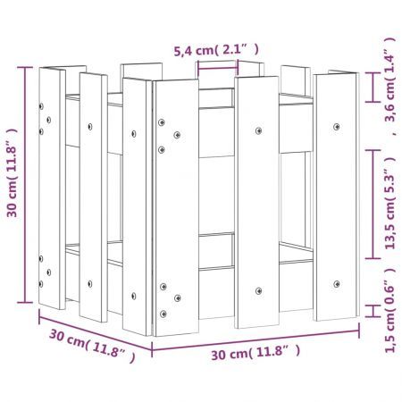 Garden Planter with Fence Design 30x30x30 cm Solid Wood Pine