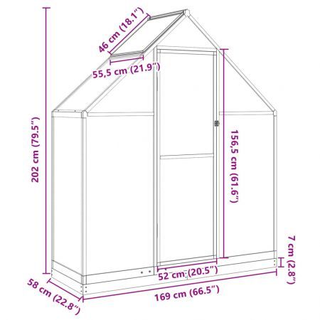 Greenhouse with Base Frame Anthracite 169x58x202 cm Aluminium