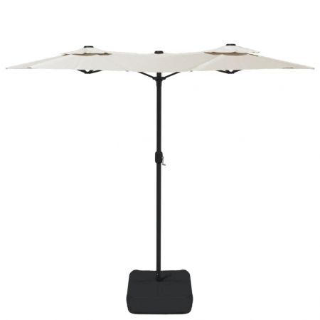 Double-Head Parasol with LEDs Sand White 316x240 cm