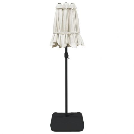 Double-Head Parasol with LEDs Sand White 316x240 cm