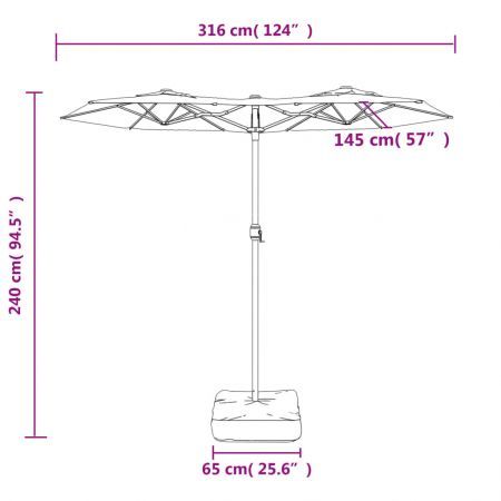 Double-Head Parasol with LEDs Sand White 316x240 cm