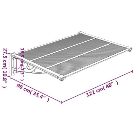 Door Canopy Grey and Transparent 122x90 cm Polycarbonate