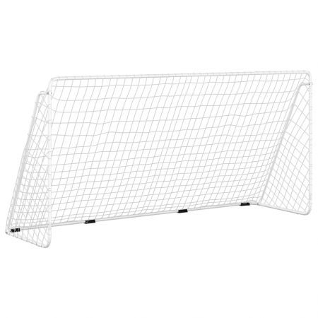 Football Goal with Net White 366x122x182 cm Steel