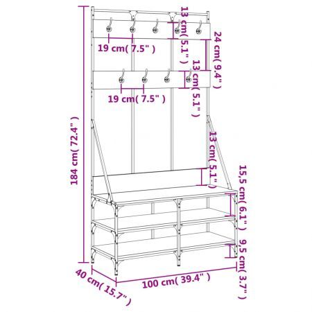 Clothes Rack with Shoe Storage Black 100x40x184 cm