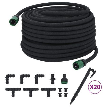 Garden Soaker Hose Black 0.6" 50 m Rubber