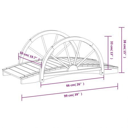 Garden Bridge with Half-wheel 99x50x38 cm Solid Wood Fir