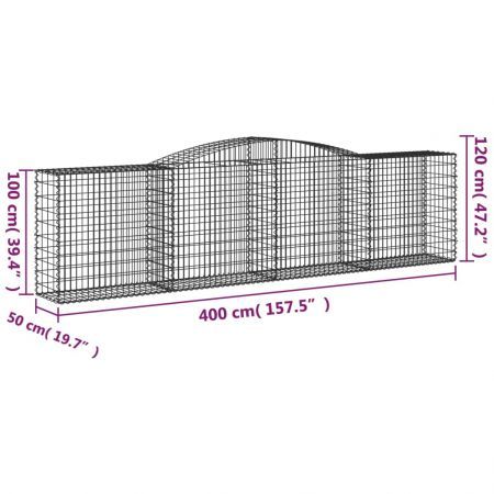 Arched Gabion Baskets 2 pcs 400x50x100/120 cm Galvanised Iron