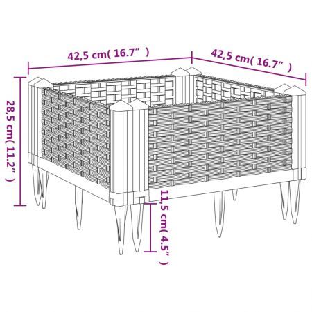 Garden Planter with Pegs Grey 42.5x42.5x28.5 cm PP