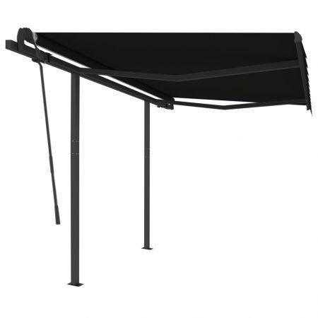 Manual Retractable Awning with Posts 3.5x2.5 m Anthracite