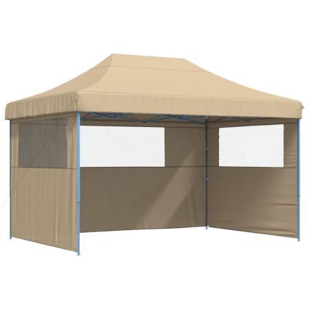 Foldable Party Tent Pop-Up with 3 Sidewalls Beige