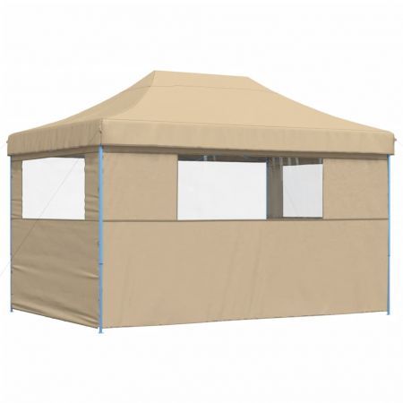 Foldable Party Tent Pop-Up with 3 Sidewalls Beige