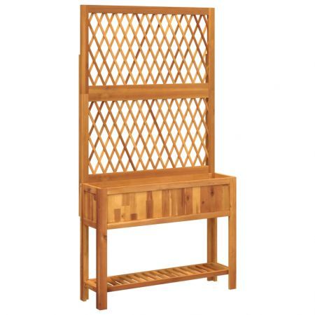 Planter with Trellis and Shelf 100x32x185 cm Solid Wood Acacia