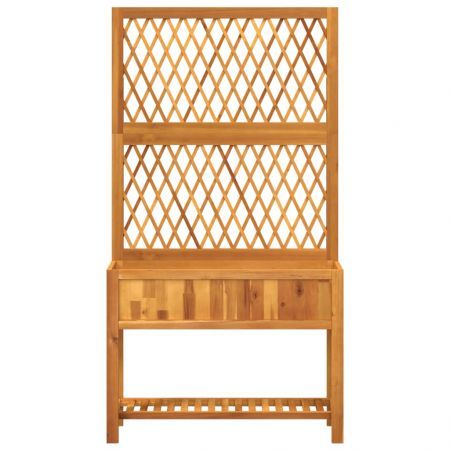 Planter with Trellis and Shelf 100x32x185 cm Solid Wood Acacia