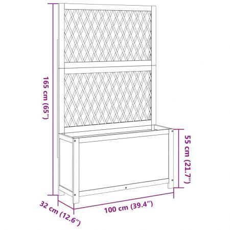 Planter with Trellis 100x32x165 cm Solid Wood Acacia