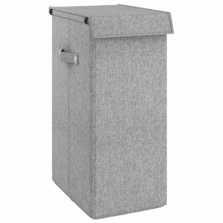 Foldable Laundry Hamper Grey 26x34.5x59.5 cm Faux Linen Fabric