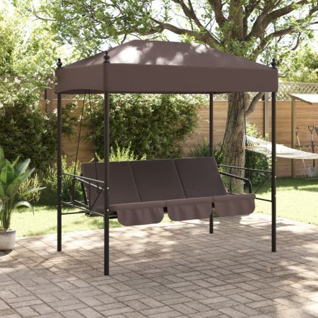 Garden Swing Bench with Canopy Coffee Brown Steel