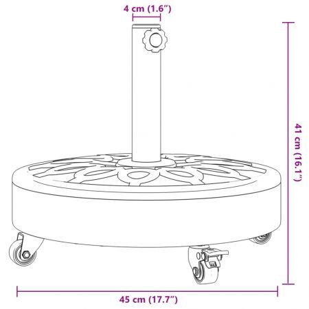 Parasol Base with Wheels for Ø38 / 48 mm Poles 27 kg Round