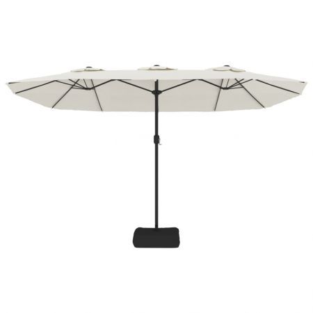 Double-Head Parasol with LEDs Sand White 449x245 cm