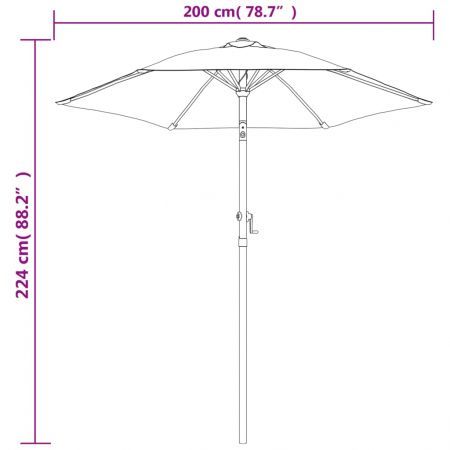 Parasol Black 200x224 cm Aluminium