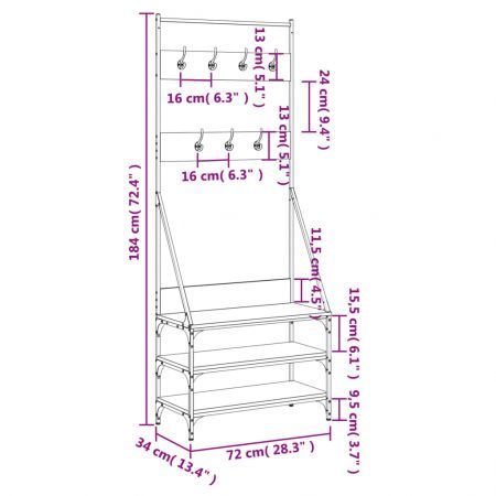 Clothes Rack with Shoe Storage Black 72x34x184 cm