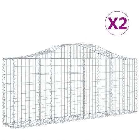 Arched Gabion Baskets 2 pcs 200x30x80/100 cm Galvanised Iron