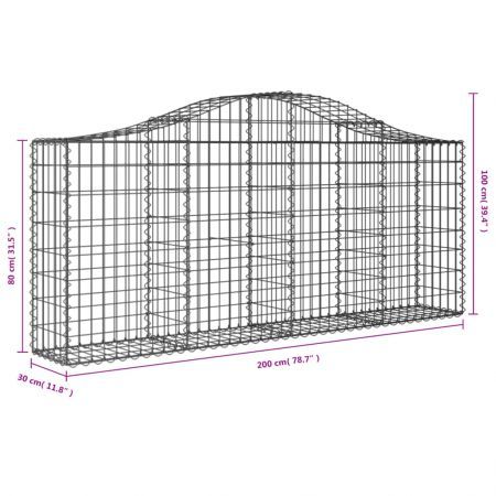 Arched Gabion Baskets 2 pcs 200x30x80/100 cm Galvanised Iron