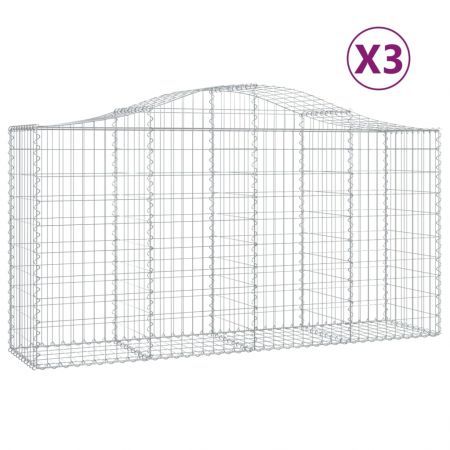 Arched Gabion Baskets 3 pcs 200x50x100/120 cm Galvanised Iron