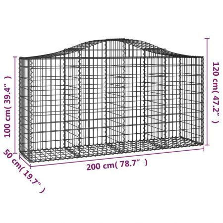 Arched Gabion Baskets 3 pcs 200x50x100/120 cm Galvanised Iron