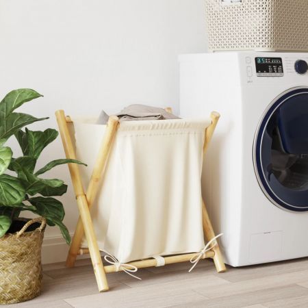 Laundry Basket Cream White 45x55x63.5 cm Bamboo